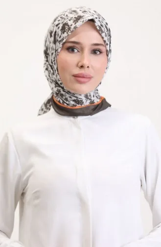 Desenli Soft Eşarp 70261-05 Kahverengi Oranj