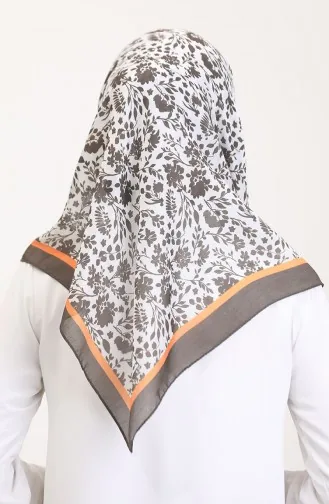 Desenli Soft Eşarp 70261-05 Kahverengi Oranj