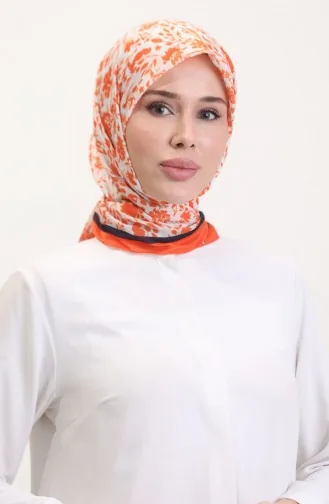 Desenli Soft Eşarp 70261-06 Turuncu Lacivert