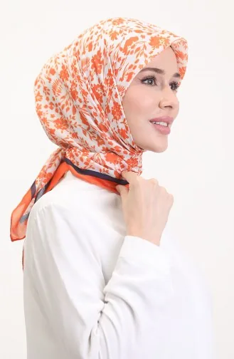 Desenli Soft Eşarp 70261-06 Turuncu Lacivert