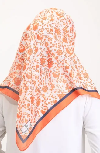 Desenli Soft Eşarp 70261-06 Turuncu Lacivert