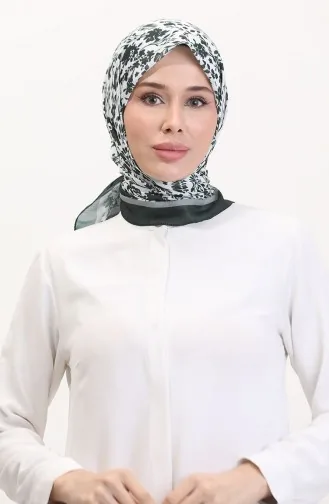 Desenli Soft Eşarp 70261-08 Koyu Yeşil Gri