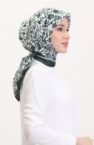 Desenli Soft Eşarp 70261-08 Koyu Yeşil Gri