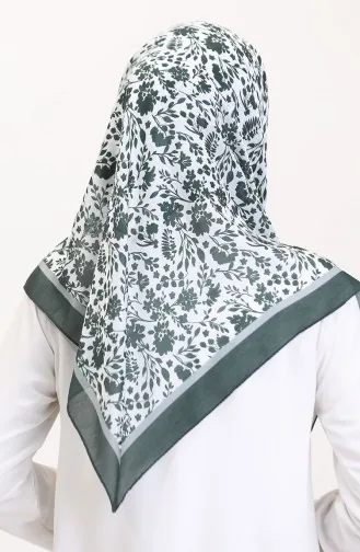 Desenli Soft Eşarp 70261-08 Koyu Yeşil Gri