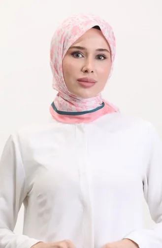 Desenli Soft Eşarp 70261-09 Pembe Zümrüt Yeşili