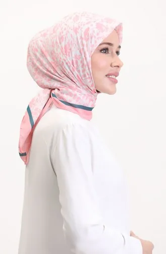 Desenli Soft Eşarp 70261-09 Pembe Zümrüt Yeşili