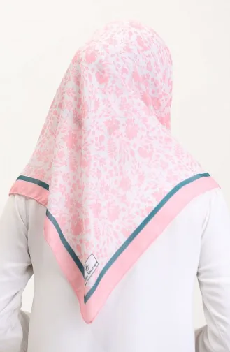 Desenli Soft Eşarp 70261-09 Pembe Zümrüt Yeşili