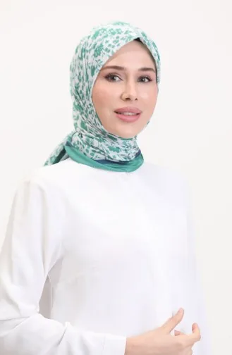 Desenli Soft Eşarp 70261-11 Yeşil Lacivert