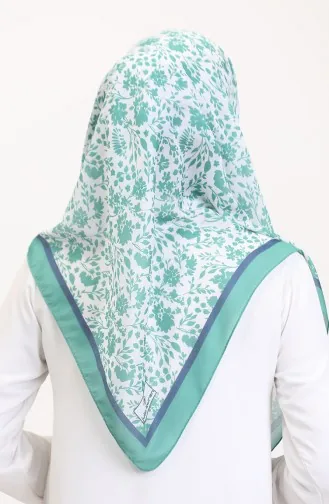 Desenli Soft Eşarp 70261-11 Yeşil Lacivert