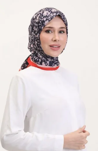 Desenli Soft Eşarp 70261-12 Turuncu Lacivert