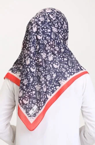 Desenli Soft Eşarp 70261-12 Turuncu Lacivert