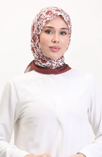 Desenli Soft Eşarp 70261-13 Acı Kahve Zümrüt Yeşili