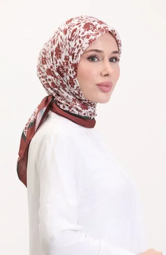 Desenli Soft Eşarp 70261-13 Acı Kahve Zümrüt Yeşili