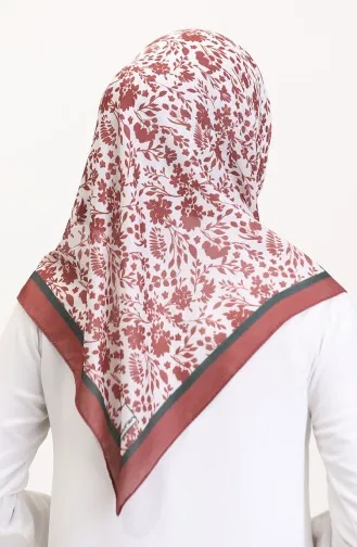 Desenli Soft Eşarp 70261-13 Acı Kahve Zümrüt Yeşili