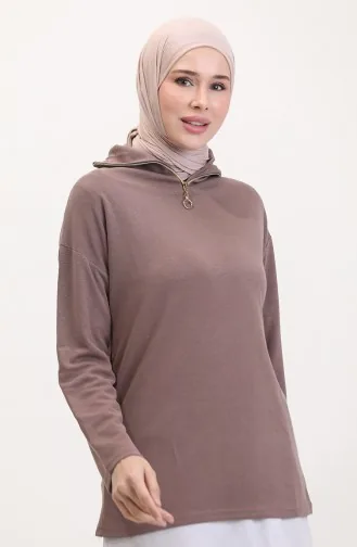 Fermuarlı Tunik Pantolon İkili Takım 1058-01 Vizon