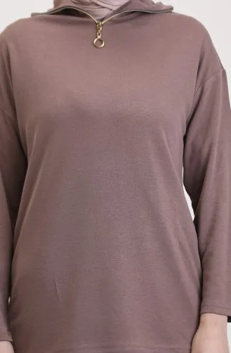 Fermuarlı Tunik Pantolon İkili Takım 1058-01 Vizon