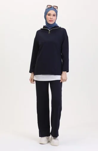Fermuarlı Tunik Pantolon İkili Takım 1058-03 Lacivert