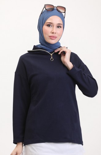 طقم ثنائي تونيك بسحاب بنطلون 1058A-01 كحلي 1058A-01