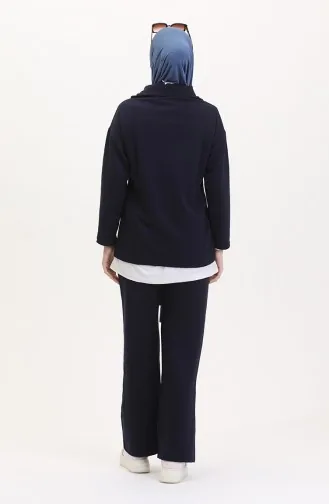 Fermuarlı Tunik Pantolon İkili Takım 1058-03 Lacivert