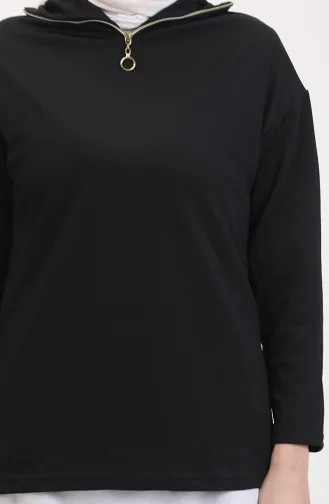 Fermuarlı Tunik Pantolon İkili Takım 1058-04 Siyah