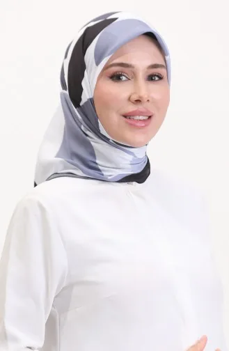 Desenli Soft Eşarp 70246-03 Siyah Gri