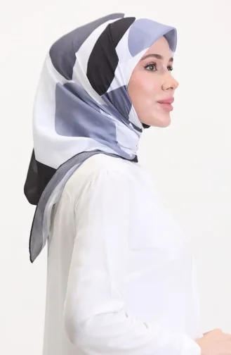 Desenli Soft Eşarp 70246-03 Siyah Gri