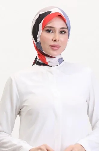 Desenli Soft Eşarp 70246-06 Siyah Nar Çiçeği