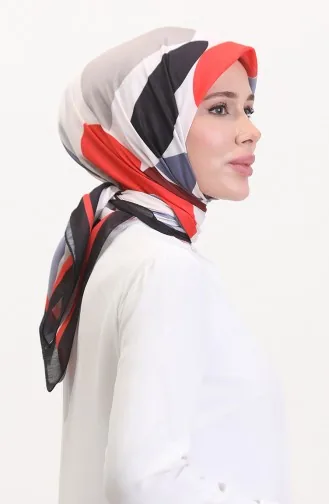 Desenli Soft Eşarp 70246-06 Siyah Nar Çiçeği