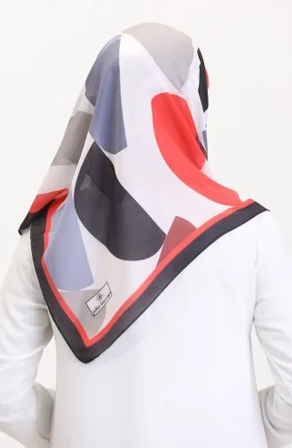 Desenli Soft Eşarp 70246-06 Siyah Nar Çiçeği