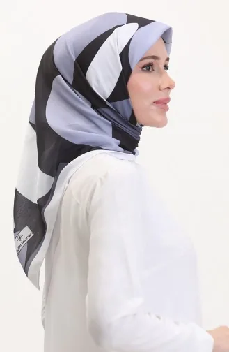 Desenli Soft Eşarp 70246-08 Beyaz Gri