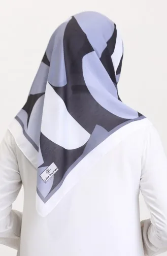 Desenli Soft Eşarp 70246-08 Beyaz Gri