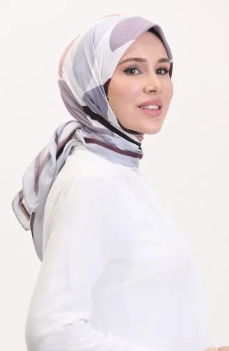 وشاح ناعم منقوش 70246-10 فضي رمادي أرجواني 70246-10