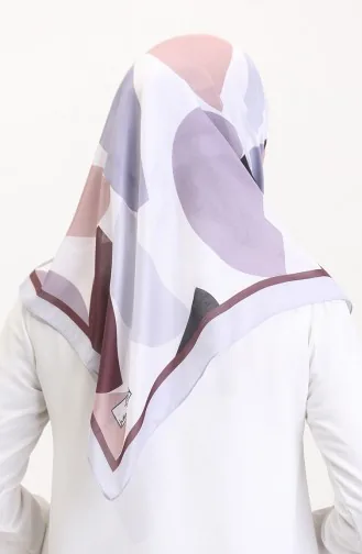 وشاح ناعم منقوش 70246-10 فضي رمادي أرجواني 70246-10