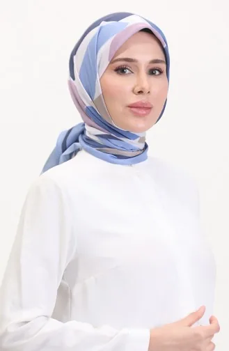 وشاح ناعم منقوش 70246-11 أزرق كحلي 70246-11