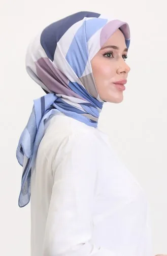 وشاح ناعم منقوش 70246-11 أزرق كحلي 70246-11