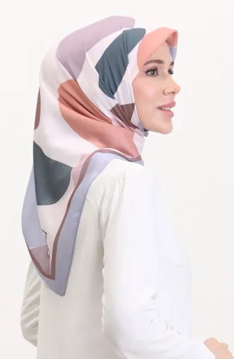 Desenli Soft Eşarp 70246-12 Gri Pudra