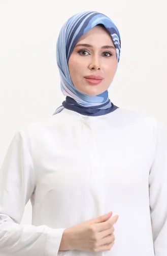 Desenli Soft Eşarp 70254-01 Lacivert Mavi
