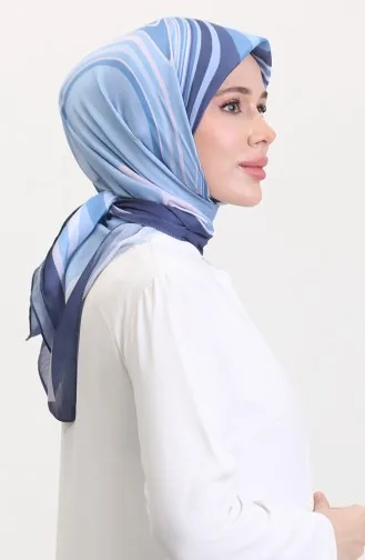 Desenli Soft Eşarp 70254-01 Lacivert Mavi