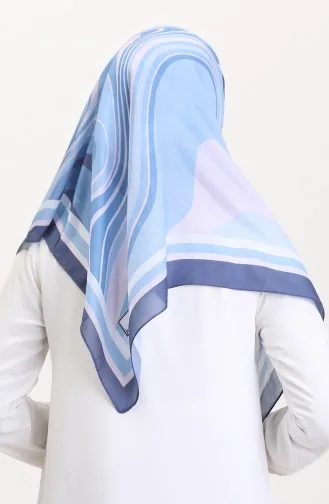 Desenli Soft Eşarp 70254-01 Lacivert Mavi
