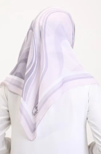 Desenli Soft Eşarp 70254-02 Pudra Lila