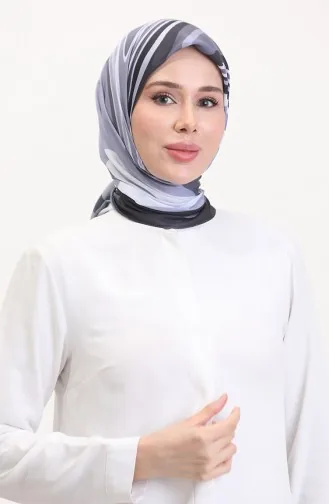 Desenli Soft Eşarp 70254-04 Siyah Gri