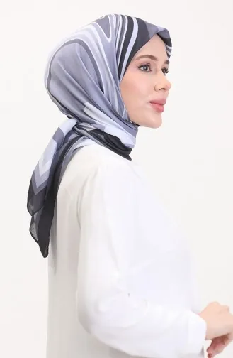 Desenli Soft Eşarp 70254-04 Siyah Gri