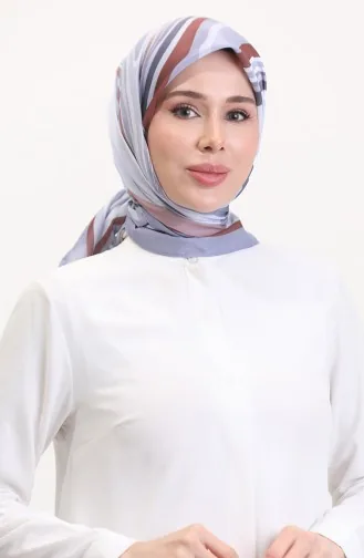 Desenli Soft Eşarp 70254-05 Gri Kahverengi