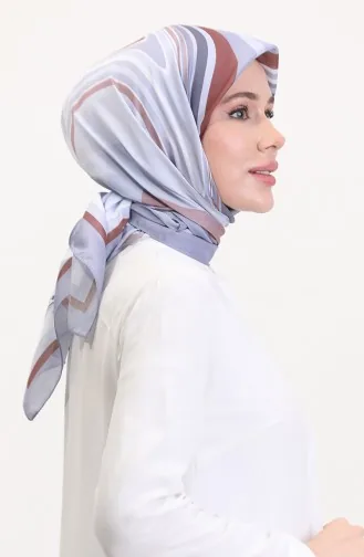 Desenli Soft Eşarp 70254-05 Gri Kahverengi
