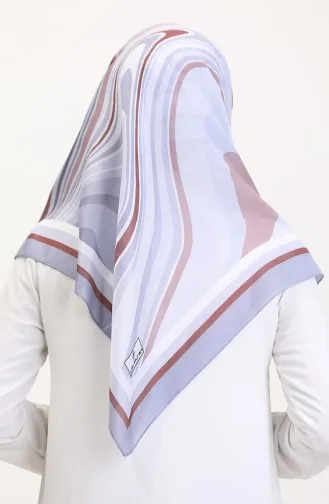 Desenli Soft Eşarp 70254-05 Gri Kahverengi