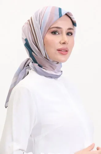 Desenli Soft Eşarp 70254-06 Hardal Petrol