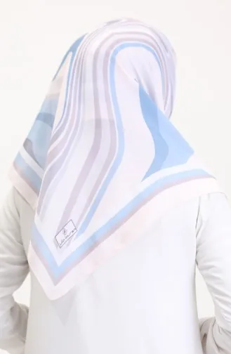 Desenli Soft Eşarp 70254-08 Vizon Kot Mavi