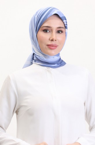 Desenli Soft Eşarp 70254-09 Mavi Koyu Mavi