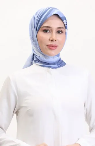 Desenli Soft Eşarp 70254-09 Mavi Koyu Mavi