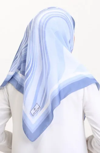 Desenli Soft Eşarp 70254-09 Mavi Koyu Mavi